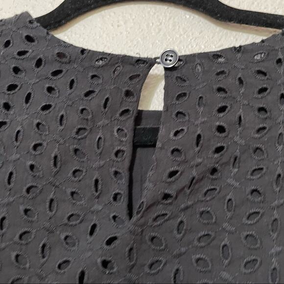 Lark & Ro Black Eyelet Fringe Trim Shift Dress Womens XS Pom Pom Whimsigoth - Picture 7 of 10